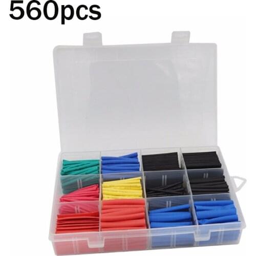 560pcs Set Polyolefin Shrinking Assorted Heat Shrink Tube Wire Cable Insulated Sleeving Tubing Set