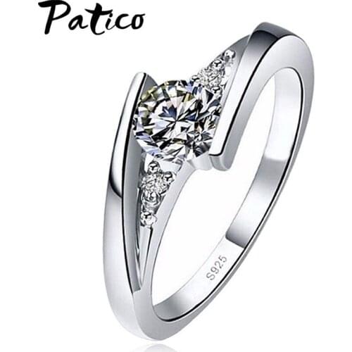 925 Sterling Silver Wedding Engagement Rings For Women Girls CZ Cubic Zirconia Luxury Jewelry Wholesale