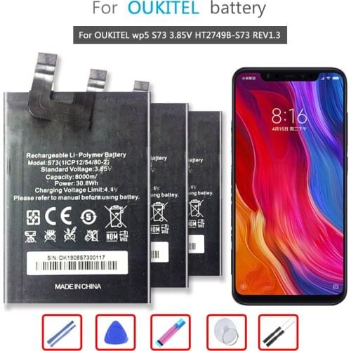 Battery 8000mAh For OUKITEL WP5 S73 3.85V HT2749B-S73 REV1.3 Mobile Phone Li-ion Bateria