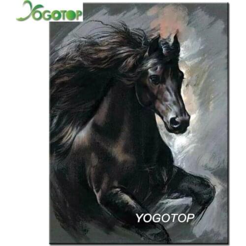 Diy diamond embroidery sale black horse diamond painting full square round drill mosaic 3d cross stitch home decor YY2476