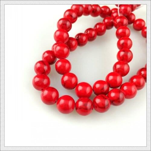 New Fashion 8mm 45pcs/lot Red Round Ball Beads Cute Natural Stone Beads For Jewelry Making Favor Bracelet Necklace DIY Beads