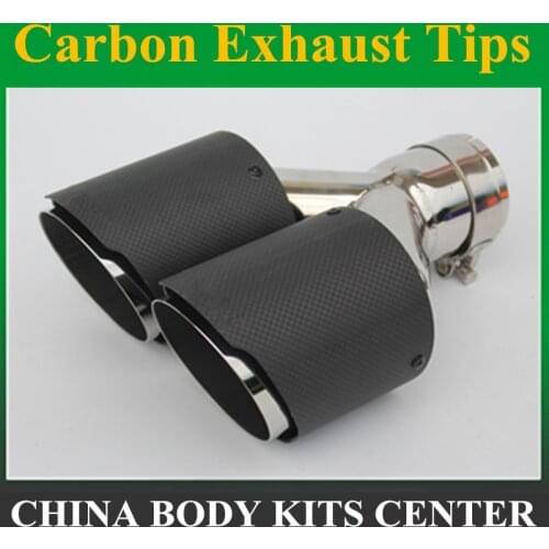 1 Piece Dual Carbon fiber stainless steel universal Auto Ak exhaust tip Exhaust muffler Tip For bmw e90
