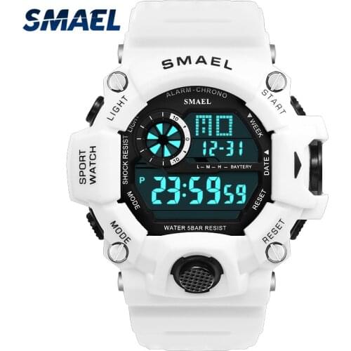 Watches Men Digital Watch White SMAEL Sport Watch 50M Waterproof Auto Date relogio masculino Digital Military Watches Mens Sport