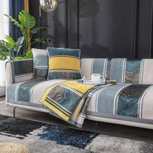 Nordic Thicken Stripe Sofa Cover Velvet 3 Seater Couch Cover Soft Non-slip Combination Sofa Towel for Living Room Home Decor