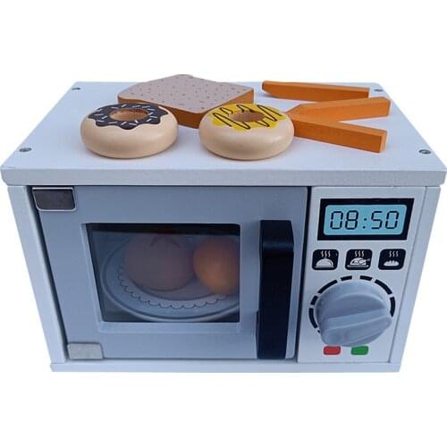 Baby Wooden Play House Microwave Toaster Coffee Maker Set Children Educational Simulation Kitchen Cut Toys Wooden Toys Kitchen