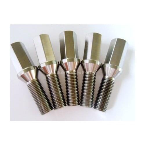 Titanium TC4 GR5 Car Wheel Rim Lug Tuning Bolts 14X1.5 28mm Anti-loose Cone Conical Seat for European Cars Like Lamborghini
