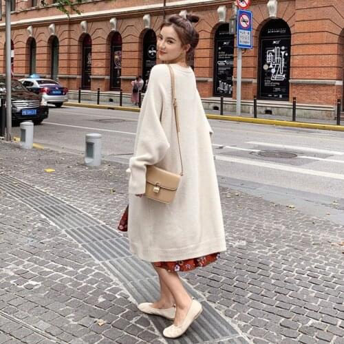 Long Knit Cardigan Sweater Femme 2021 Spring Autumn Lazy Wind Loose Knitted Jacket Windbreaker Womens Sweater pocket Tops 502