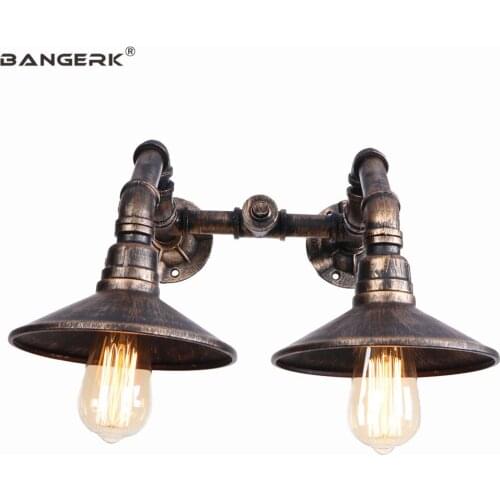 Double Vintage Wall Lamp LED Industrial Valve Water Pipe Wall Light Bedside Loft Deco Edison Lights Wall Sconce Home Lighting