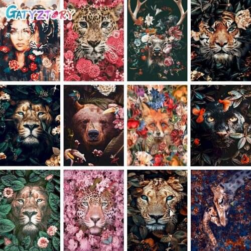 Gatyztory Paint By Numbers For Adults Animals Picrute Coloring By Numbers Acrylic Paint Drawing On Canvas Home Decor Decorative