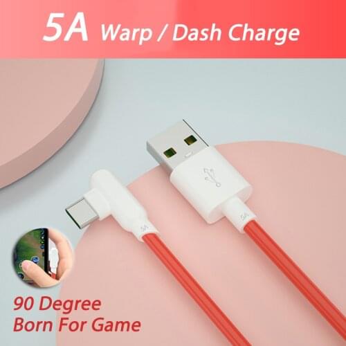 Usb Type C 90 Degree Warp Cable For One Plus Nord Usbc Dash Charge Cabel 5A Fast Quick Charging For Oneplus 8 Pro 5g 8t 7t 7 T 6