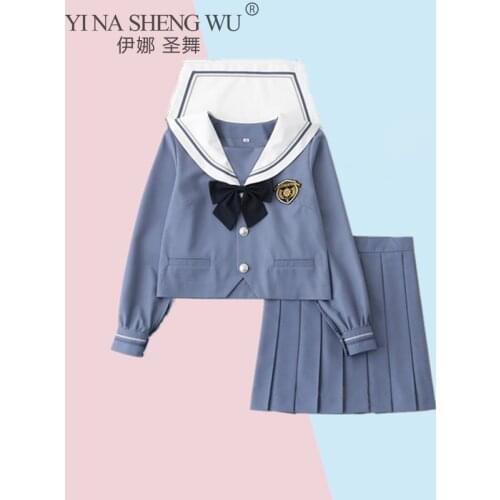 Japanese Korean Version JK Suit Woman School Uniform High School Sailor Navy Cosplay Costumes Student Sweet Girls Pleated Skirt