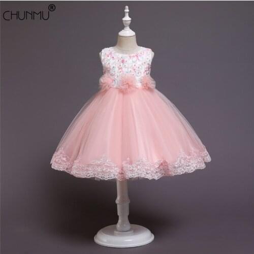 Flower Kids Dress For Girls Tulle Lace Pageant Party Prom Gown Children Wedding Birthday Dress Girls Pageant Formal Dress