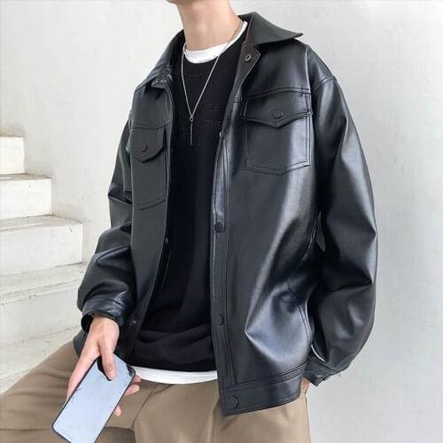 Autumn Winter PU Jackets Men Pink/Black/Apricot/Green Solid Leather Coat Casual Motorcycle Biker Windproof Jacket Coats