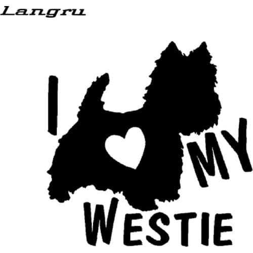 Langru Cute Interesting Pet I Love My Westie Terrier Dogs Vinyl Car Decals Stickers Car Styling Jdm