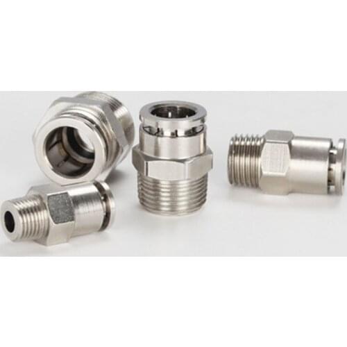 M5 1/8" 1/4" 3/8" 1/2" Male Thread Pneumatic Nickel Plated Brass Push In Quick Connector Release Air Fitting Plumbing