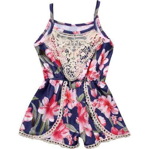 Summer Infant Baby Girl Rompers Lace Floral Romper Jumpsuit Children Clothing Sleeveless Girls Outfits Sunsuit One-pieces