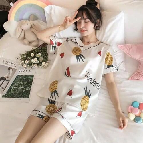 Summer Clothes Pijamas De Verano Mujer T-shirt Sexy Nightwear Spodenki Damskie Two Piece Set Women Langerie Lounge Set Gecelik