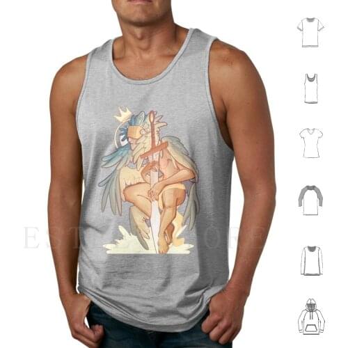 The Gatekeeper Tank Tops Vest Cotton Gatekeeper Angels Original Whimsical Fantasy Mythology Mythical Creatures Unique Colorful