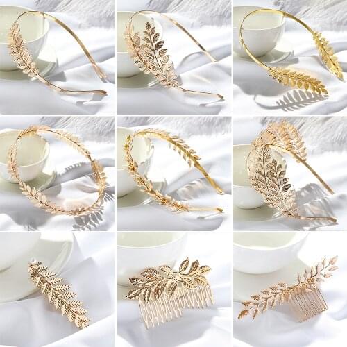 New Golden Retro Leaves Hair Bands Metal Hair Hoop Wedding Hair Crown Tiara Hair Combs Bride Headbands Decor Hair Styling Tools