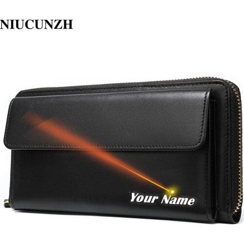 NIUCUNZH Men’s Clutch bag for men fashion bag for card holder luxury brand Clutch male new designer engraved leather wallet 8972