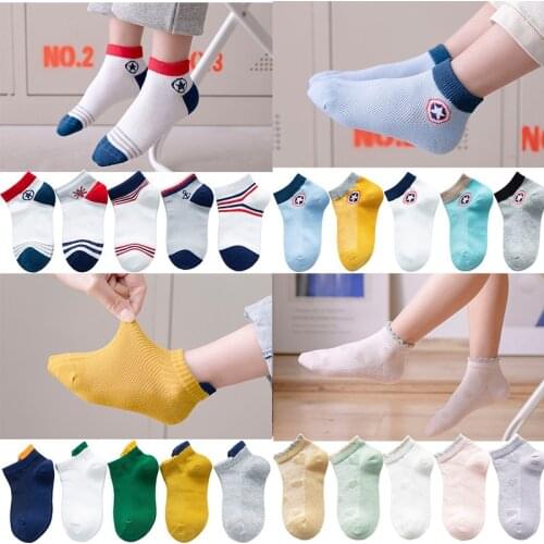5 Pairs/Lot 1-12 Yrs Cute Cartoon Baby Kids Socks Summer Cotton Mesh Children Socks Casual Boys Sport Socks Girls Ruffle Socks