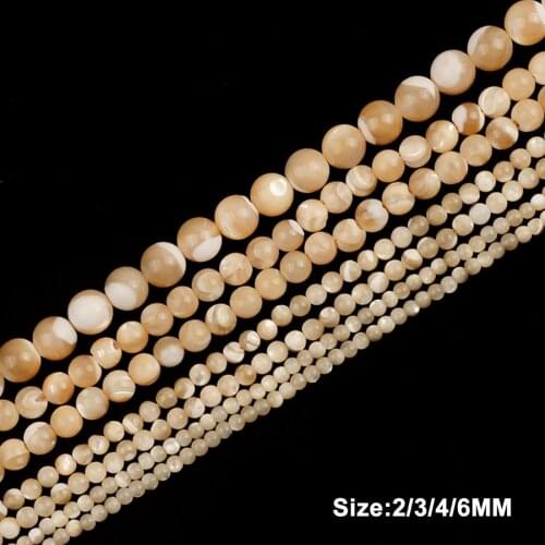Natural Mother Of Pearl Round Trochus Top Shell Stone Beige Beads For Jewelry Making DIY Bracelet Necklace 2 3 4 6 MM Small Size