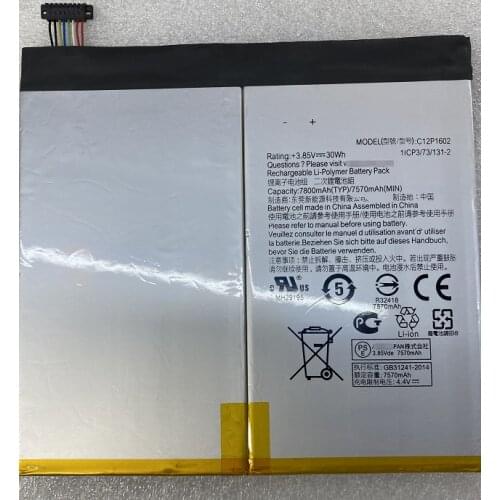 HST New Battery 7800mAh C12P1602 for ASUS ZenPad Z10 ZT500KL Replacement Batteries+tools