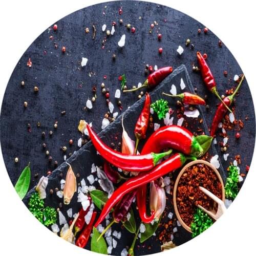 Flavour Seasoning Creative 3D Printing Circular Mats for Bedroom Living Room Carpet Kitchen Bathroom Anti-Slip Floor Mats