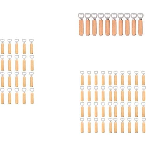 Bottle Opener Bartender Wine Opener Rubber Wood Handheld Wine Beer Soda Glass Cap Bottle Opener for Home Kitchen