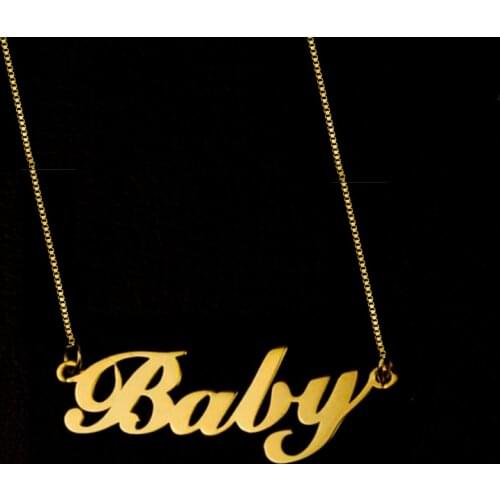 Personalized Jewelry Stainless Steel Box Chain Custom Cursive Name Charm Letter Necklace Handmade Nameplate Pendant Choker Gift
