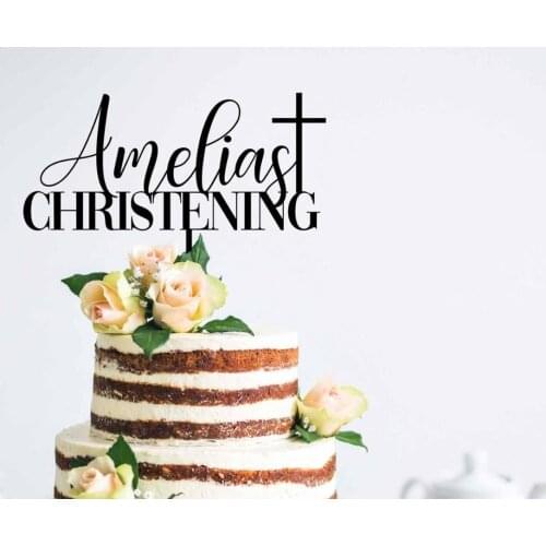 Personalised Christening Cake Topper - Custom Cake Toppers - Baptism Cake Toppers