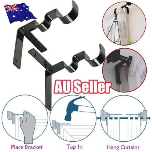 Practical Double Center Support Curtain Rod Bracket Into Window Frame Bracket bo