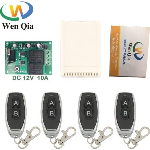 Remote Control 433Mhz DC 12V 2CH rf Relay Receiver and Transmitter for Garage Remote Switch and Change Motor Positive Negative