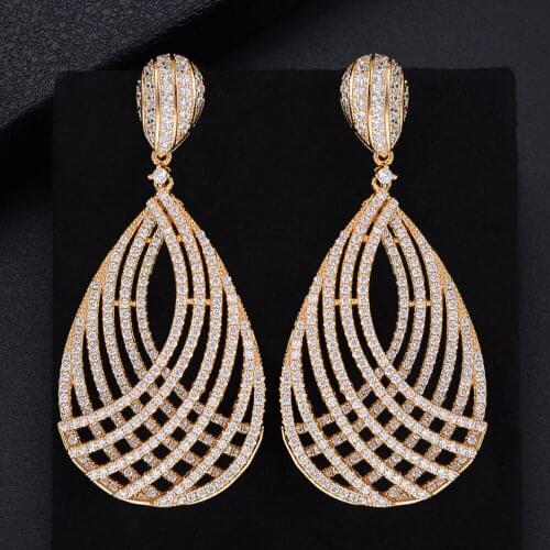 LARRAURI Luxury Trendy Water Drop Earrings 2020 Cubic Zirconia Naija Wedding Party Earring Fashion Jewelry for Women
