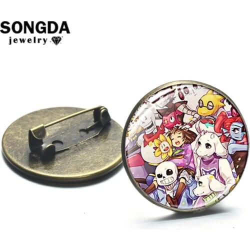 SONGDA Cartoon Game Undertale Brooches Sans Papyrus Frisk Asriel Flower Time Gem Lapel Pin Anime Badge Clothes Backpack Ornament