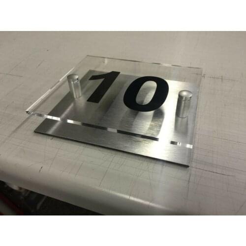 House number Modern House Number Plaque Acrylic Sign With Brushed Effect Back Door sign