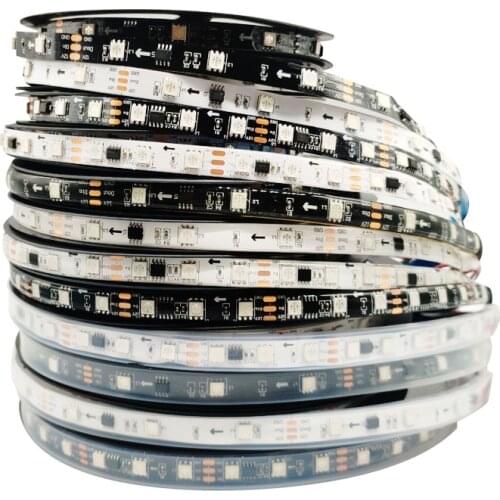 WS2811 RGB Led Strip External 1 IC Control 3Leds 5050 SMD Addressable Waterproof 30 Led/m Pixels White/Black PCB DC12V
