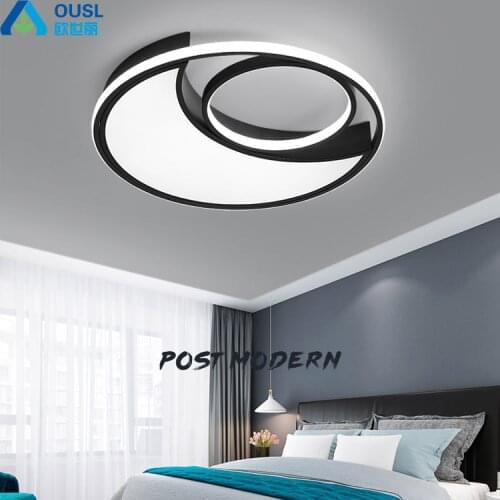 Nordic style led ceiling lamp black-and-white iron round moon personalized bedroom lamp childrens room lighting ultra-thin
