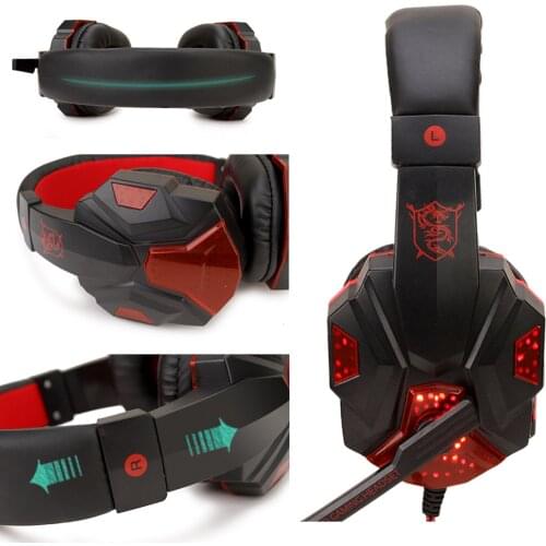 SY830MV 3.5mm + USB Wired Computer Gaming Headphones Over-ear Game Headset with Microphone AUX+USB Port Volume Control for PC