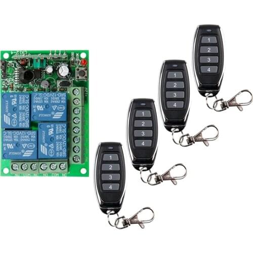 Smart Multiple DC 12V 24V 10A 315/433 MHz 4CH 4 CH Wireless Relay RF Remote Control Switch Receiver+1 2 3 4 Transmitter