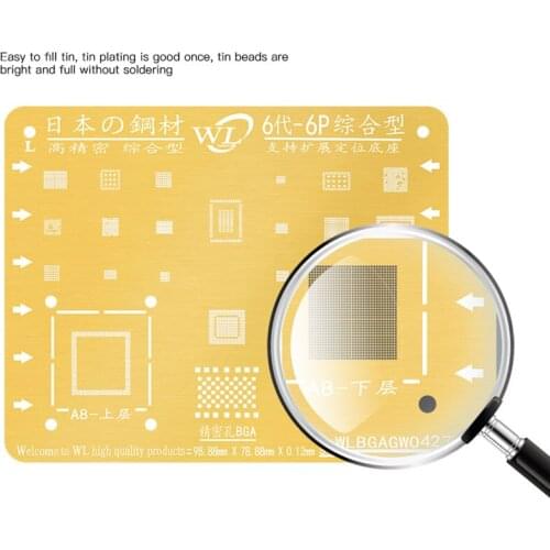WL 0.12mm Reballing Stencil Golden BGA Reballing Stencil For IP X XS MAX 8 8P 7 6 5 5S Repair Tin Mesh Solder Template