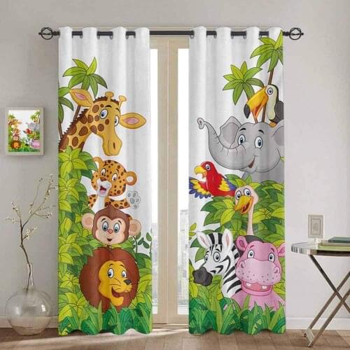 Bedroom Kitchen Curtain for Kids Room Bedroom Curtain Cartoon Window Curtain for Boys Colorful cortinas