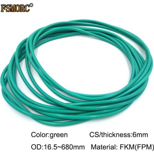 Green FKM o rings OD16.5mm~680mm*6mm thickness/CS Oil resistant acid and alkali resistant sealing Gasket FPM o-ring