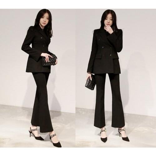 Woman suits lady suit office suit female spring fashion British style temperament commercial solid color OL uniform two-piece