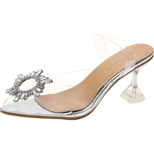 New Transparent PVC Sandals Women Pointed Clear Crystal Cup High Heel Stilettos Sexy Pumps Summer Shoes Peep Toe Women Pumps