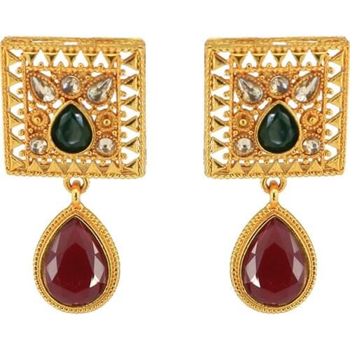 Bohemian Water Drops Drop Earrings for Women Fashion Jewelry Geometric Square Shiny Crystal Dangle Statement Earrings