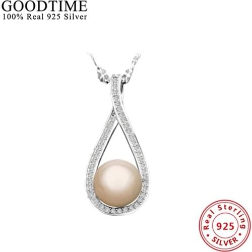 Necklaces 925 Sterling Silver Pearl Pendant Necklace Link Chain Fashion Jewelry Wedding Necklaces for Women Gift Collares AJN096