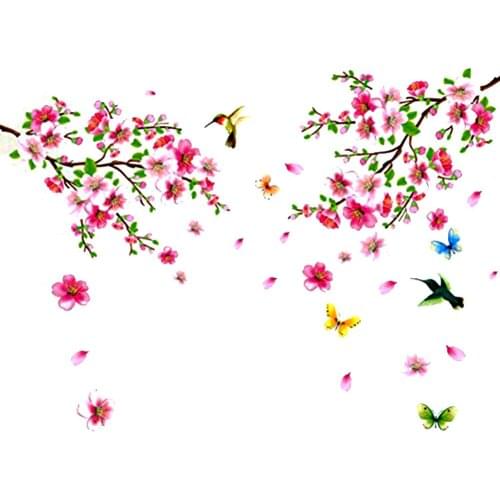 1pc Flower Bird Decal Mural Art Removable Wall Sticker Home Living Room Decoration Flower Birds Butterfly Stickers Decor Supply