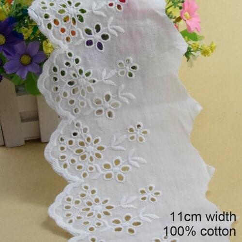 10yard 11cm wide 100% Cotton embroid lace sewing ribbon guipure trim wedding lace DIY Garment Accessories african doll lace#3979