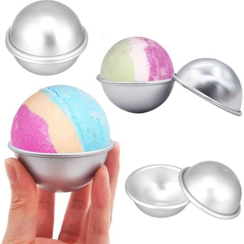 2PCS Round Aluminium Alloy Bath Bomb Molds DIY Tool Bath Bomb Salt Ball Homemade Crafting Gifts Semicircle Sphere Mold